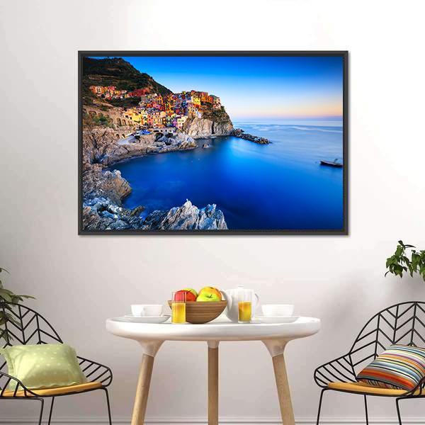 Manarola Town Italy Panoramic Canvas Wall Art-1 Piece-36" x 12"-Tiaracle