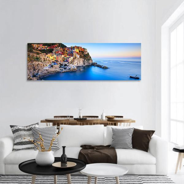 Manarola Town Italy Panoramic Canvas Wall Art-3 Piece-25" x 08"-Tiaracle