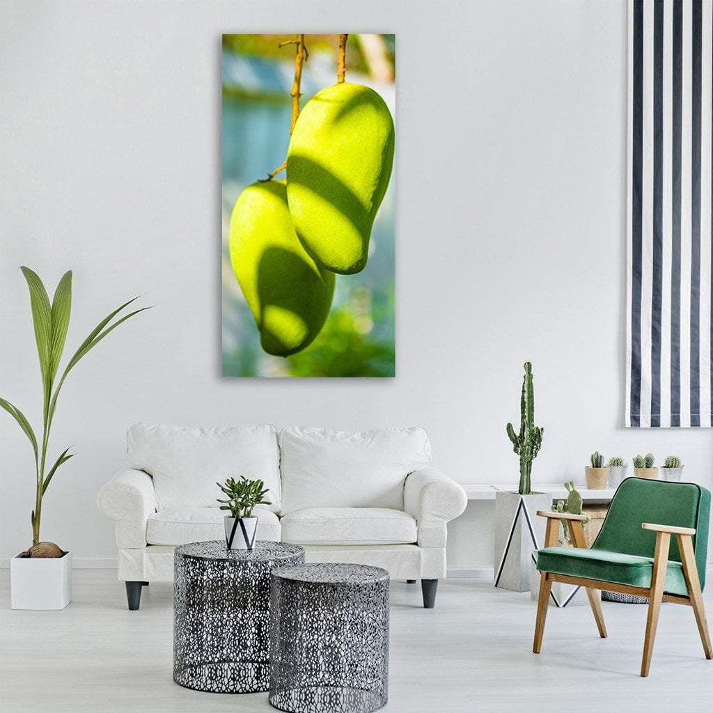 Mangoes On Tree Vertical Canvas Wall Art-3 Vertical-Gallery Wrap-12" x 25"-Tiaracle