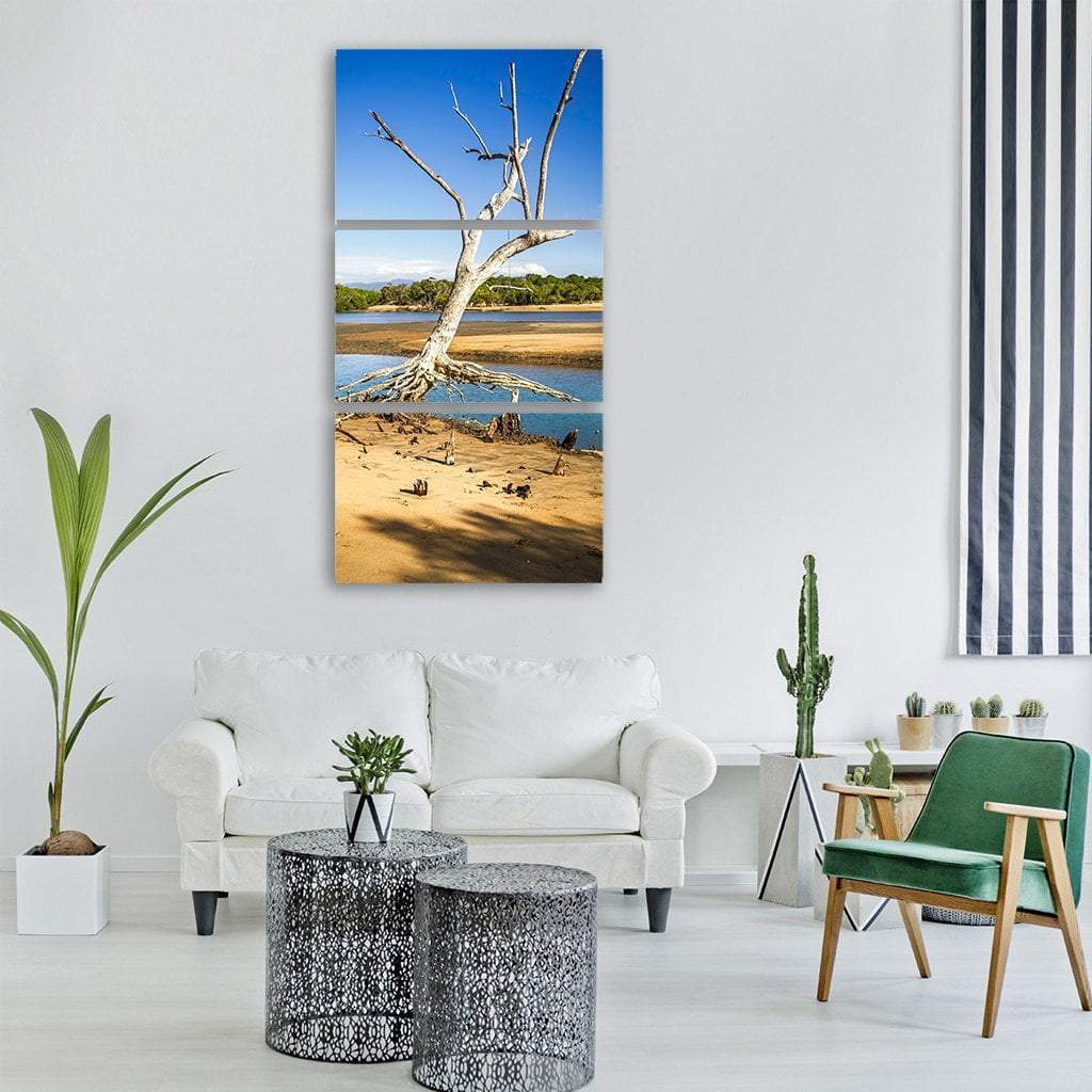 Mangrove Area With Lake Vertical Canvas Wall Art-3 Vertical-Gallery Wrap-12" x 25"-Tiaracle