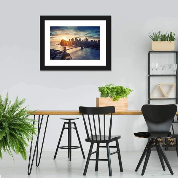 Manhattan After Sunset Canvas Wall Art-3 Horizontal-Gallery Wrap-25" x 16"-Tiaracle
