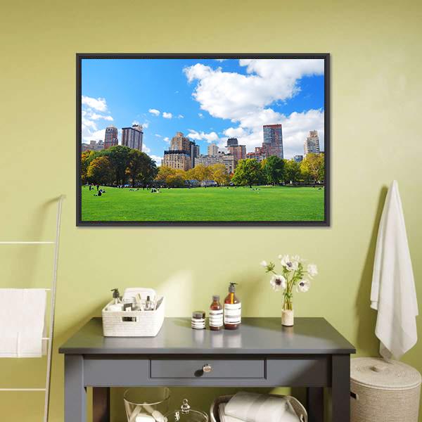 Manhattan Central Park Canvas Wall Art-1 Piece-Floating Frame-24" x 16"-Tiaracle