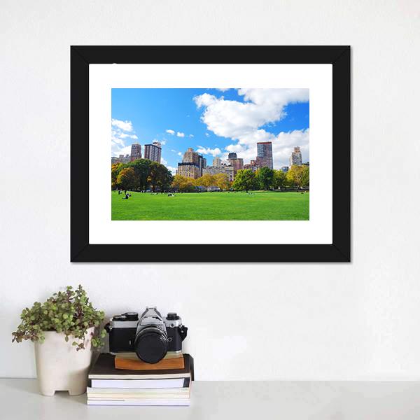 Manhattan Central Park Canvas Wall Art-1 Piece-Framed Print-20" x 16"-Tiaracle