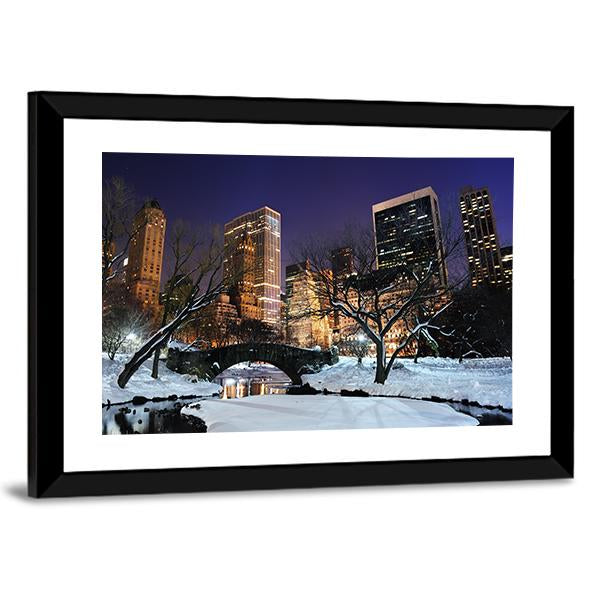 Manhattan Central Park In Snow Canvas Wall Art-3 Horizontal-Gallery Wrap-25" x 16"-Tiaracle