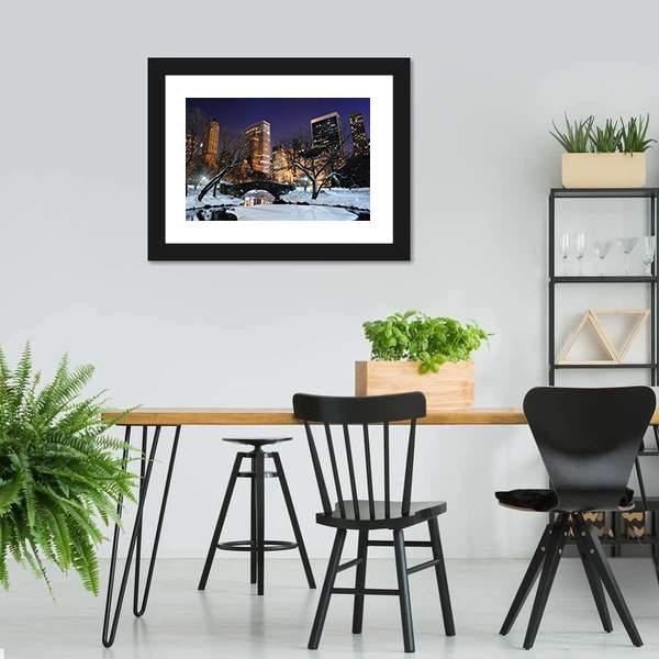 Manhattan Central Park In Snow Canvas Wall Art-3 Horizontal-Gallery Wrap-25" x 16"-Tiaracle
