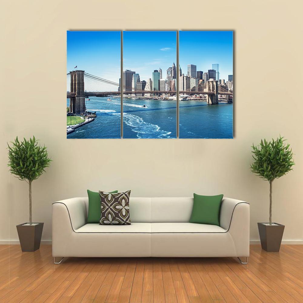 Manhattan NY Canvas Wall Art-3 Horizontal-Gallery Wrap-37" x 24"-Tiaracle