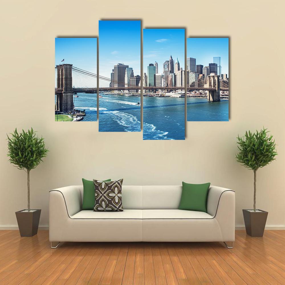 Manhattan NY Canvas Wall Art-4 Pop-Gallery Wrap-50" x 32"-Tiaracle