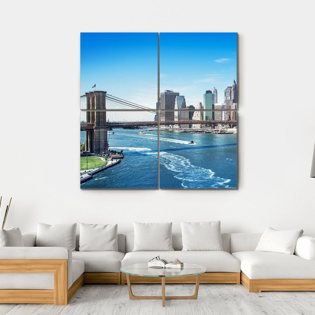 Manhattan NY Canvas Wall Art-4 Square-Gallery Wrap-17" x 17"-Tiaracle