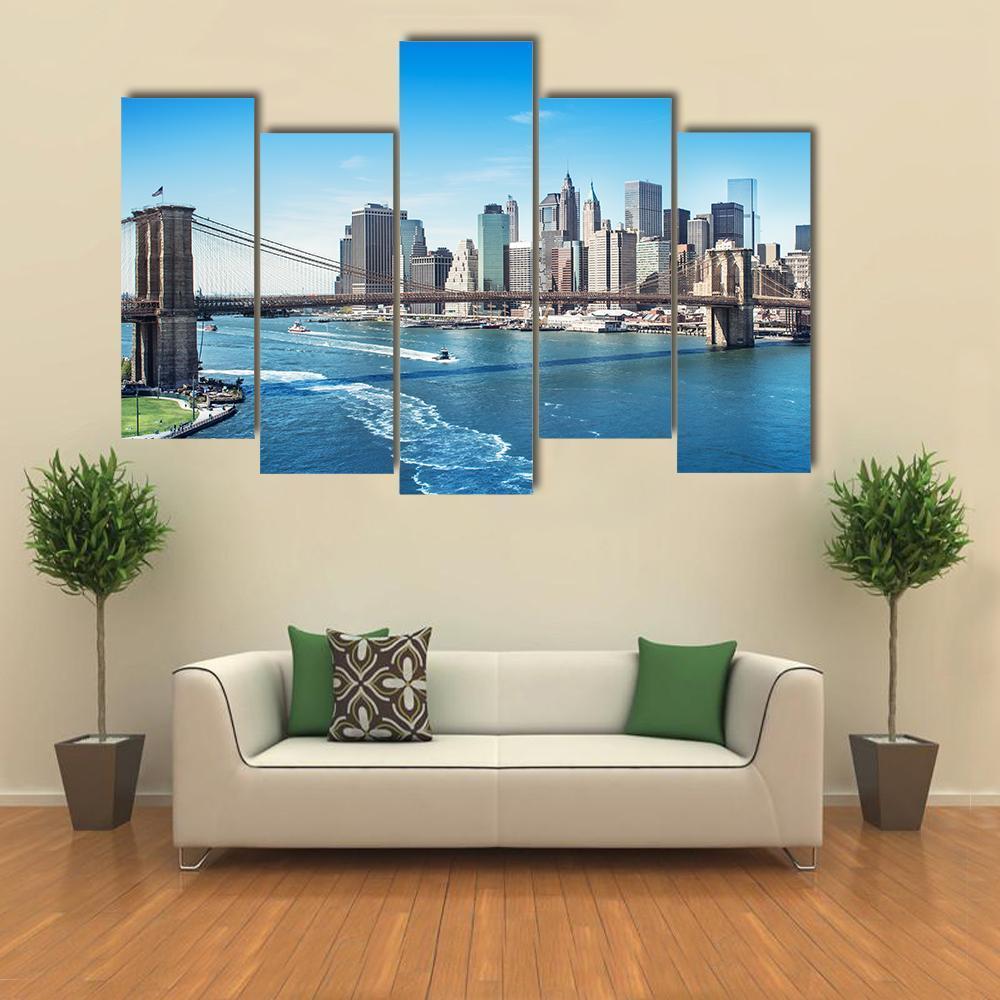 Manhattan NY Canvas Wall Art-5 Pop-Gallery Wrap-47" x 32"-Tiaracle
