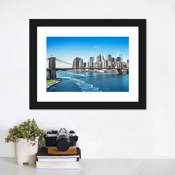 Manhattan NY Panoramic Canvas Wall Art-1 Piece-36" x 12"-Tiaracle