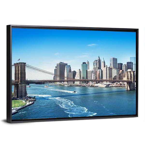 Manhattan NY Panoramic Canvas Wall Art-1 Piece-36" x 12"-Tiaracle