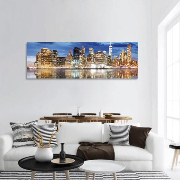 Manhattan Skyline NY Panoramic Canvas Wall Art-1 Piece-36" x 12"-Tiaracle