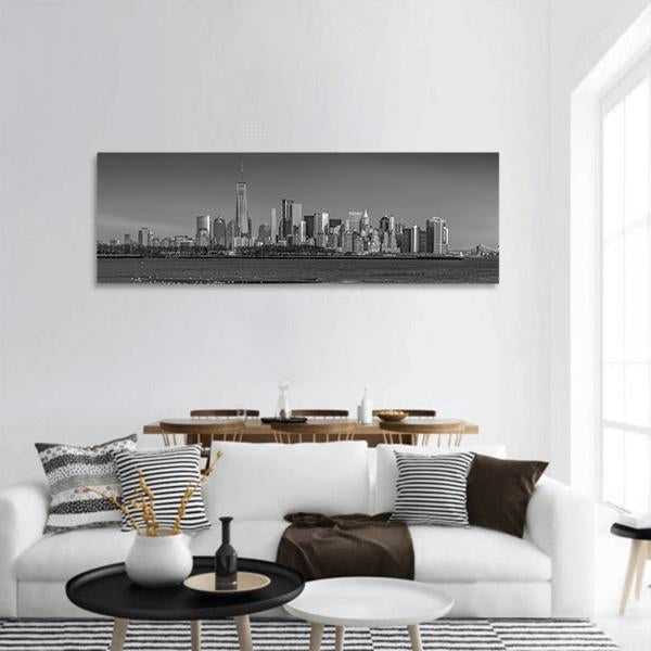 Manhattan Skyline Panoramic Canvas Wall Art-3 Piece-25" x 08"-Tiaracle