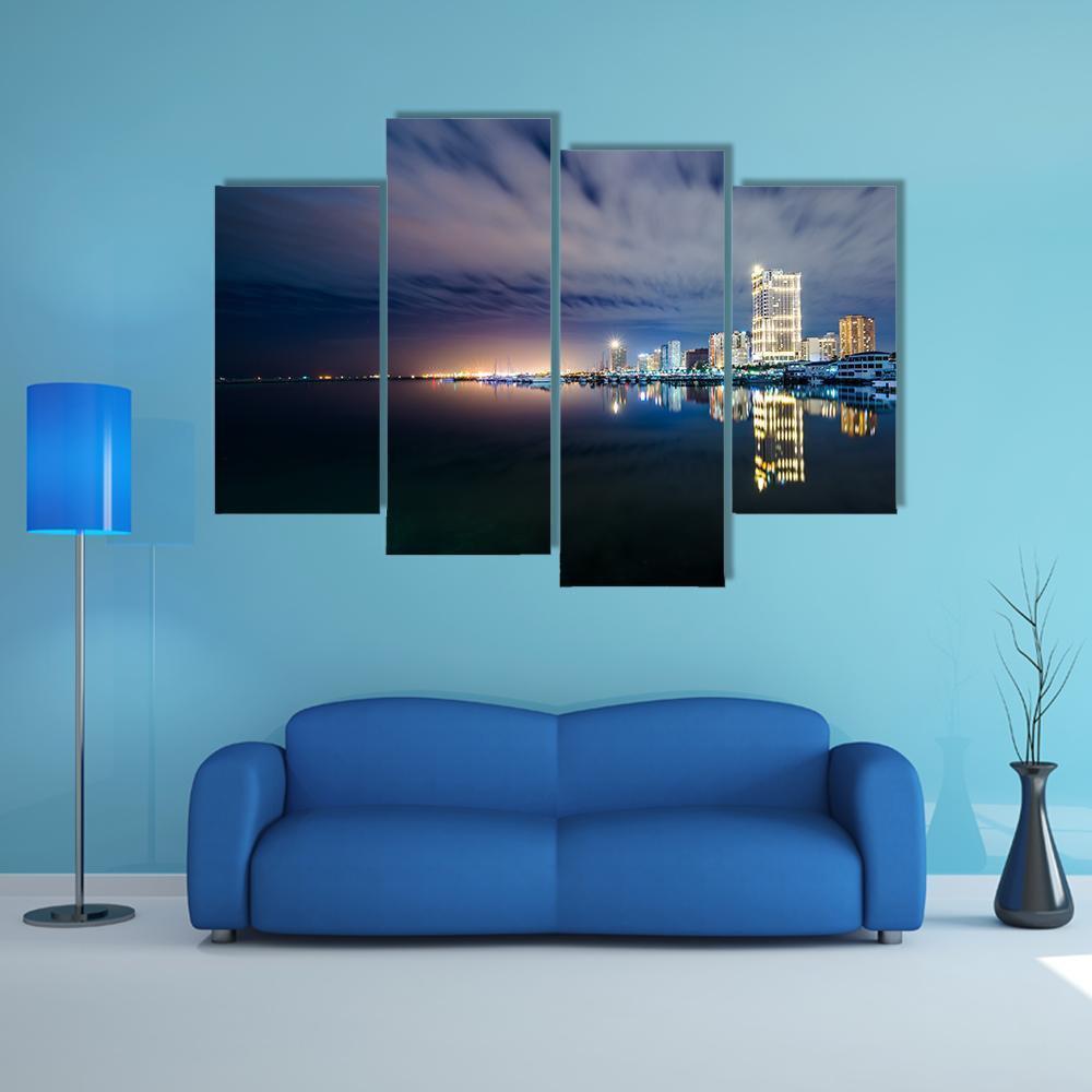 Manila Bay At Night Canvas Wall Art-4 Pop-Gallery Wrap-50" x 32"-Tiaracle