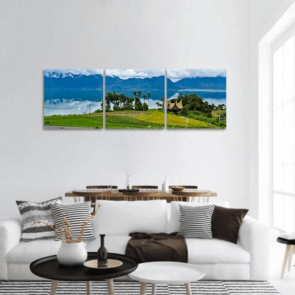 Maninjau Lake Panoramic Canvas Wall Art-3 Piece-25" x 08"-Tiaracle