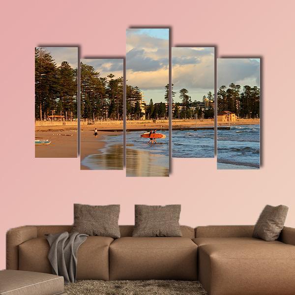 Manly Beach Sydney Canvas Wall Art-5 Pop-Gallery Wrap-47" x 32"-Tiaracle