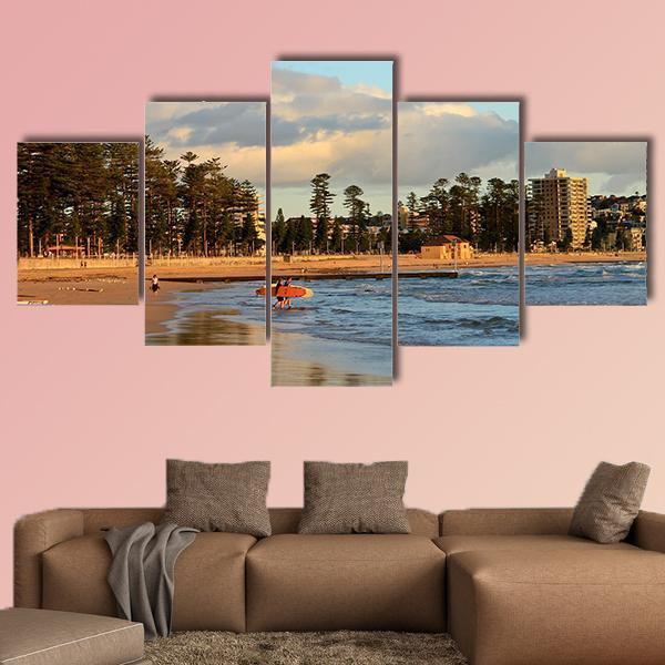 Manly Beach Sydney Canvas Wall Art-5 Star-Gallery Wrap-62" x 32"-Tiaracle