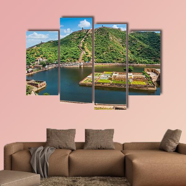 Maota Lake &amp; Garden Canvas Wall Art-4 Pop-Gallery Wrap-50" x 32"-Tiaracle