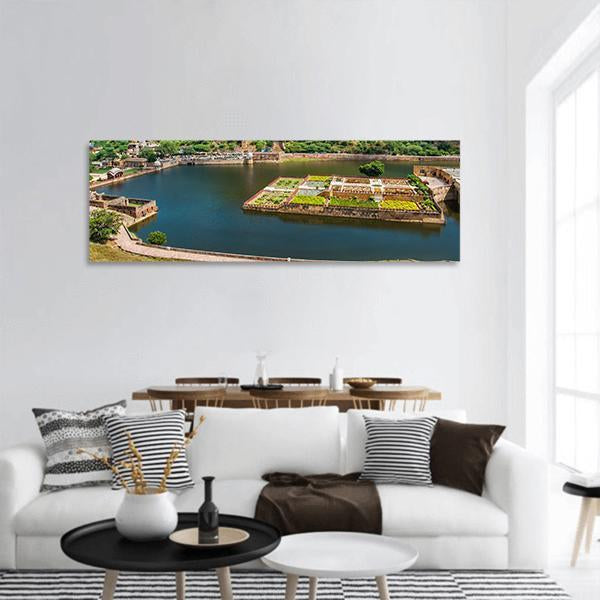 Maota Lake &amp; Garden Panoramic Canvas Wall Art-1 Piece-36" x 12"-Tiaracle