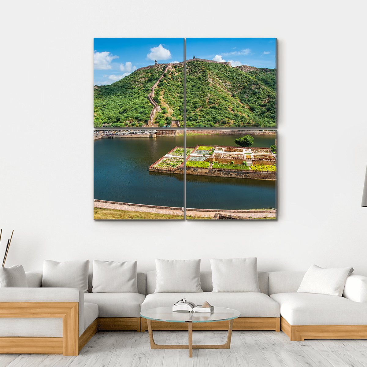 Maota Lake &amp; Garden Canvas Wall Art-4 Square-Gallery Wrap-17" x 17"-Tiaracle