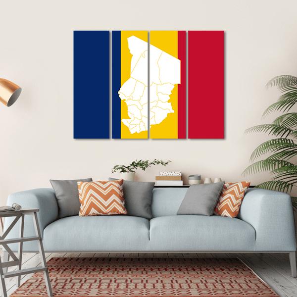 Map In Chad Flag Canvas Wall Art-4 Horizontal-Gallery Wrap-34" x 24"-Tiaracle