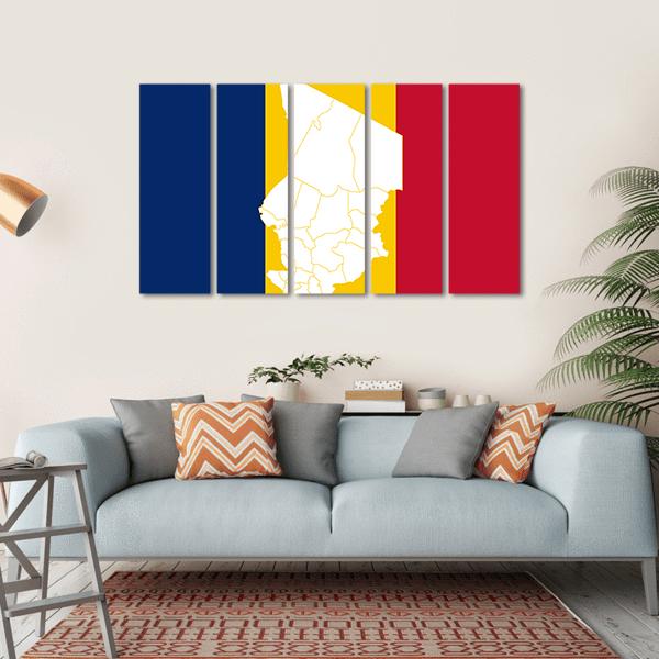 Map In Chad Flag Canvas Wall Art-5 Horizontal-Gallery Wrap-22" x 12"-Tiaracle