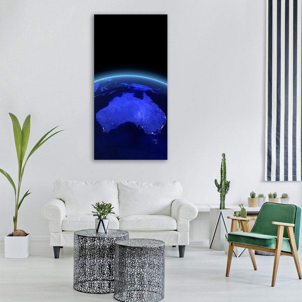 Australia &amp; New Zealand From Space Vertical Canvas Wall Art-1 Vertical-Gallery Wrap-12" x 24"-Tiaracle