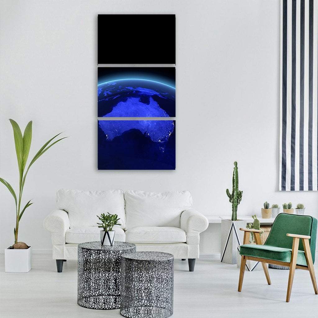 Australia &amp; New Zealand From Space Vertical Canvas Wall Art-3 Vertical-Gallery Wrap-12" x 25"-Tiaracle