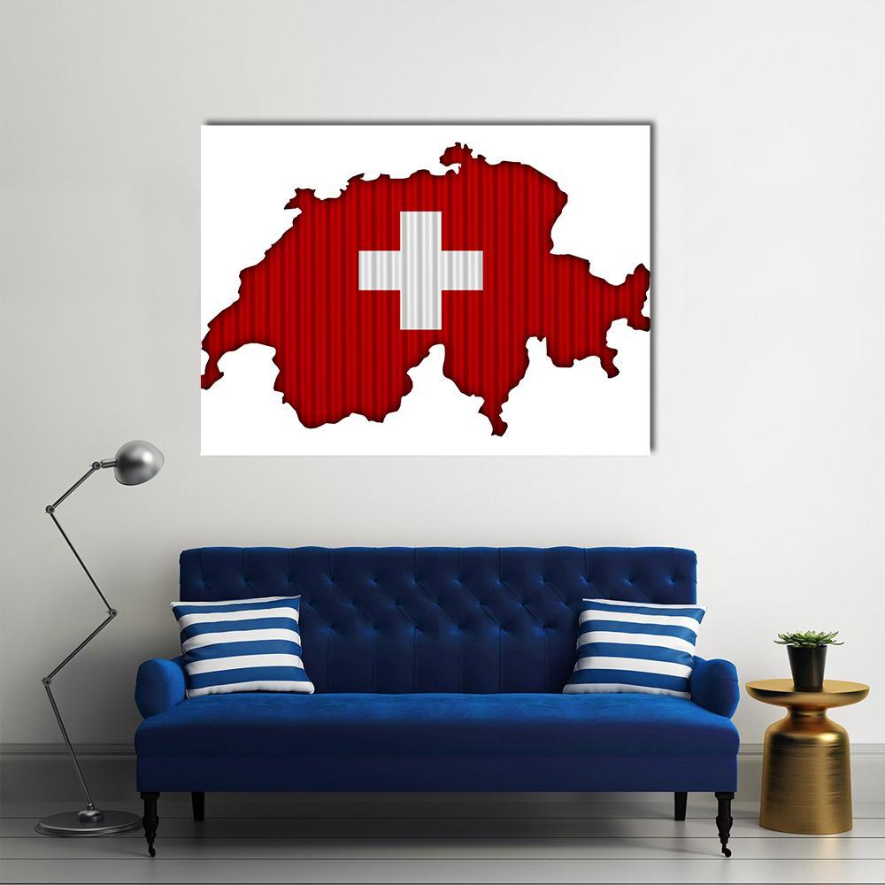 Map Of Switzerland Canvas Wall Art-1 Piece-Gallery Wrap-36" x 24"-Tiaracle