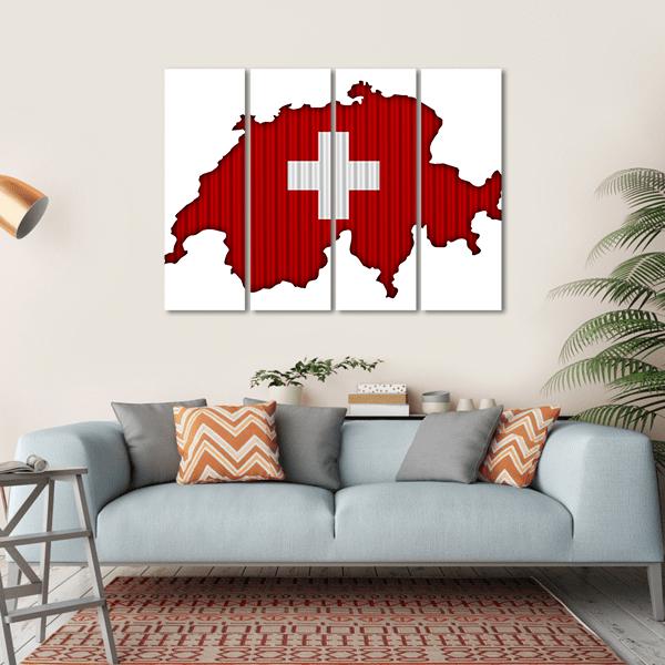 Map Of Switzerland Canvas Wall Art-4 Horizontal-Gallery Wrap-34" x 24"-Tiaracle