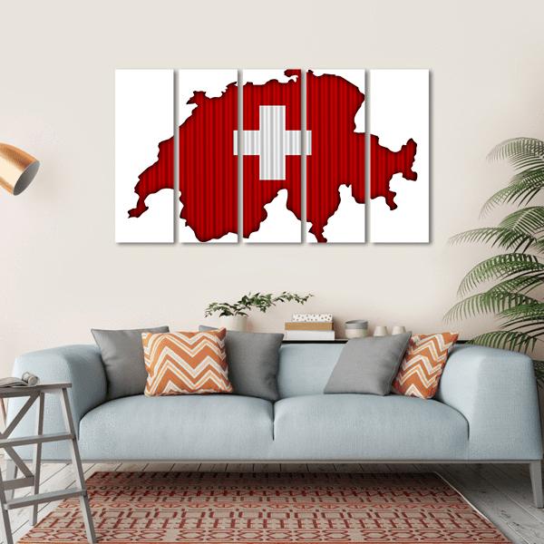 Map Of Switzerland Canvas Wall Art-5 Horizontal-Gallery Wrap-22" x 12"-Tiaracle