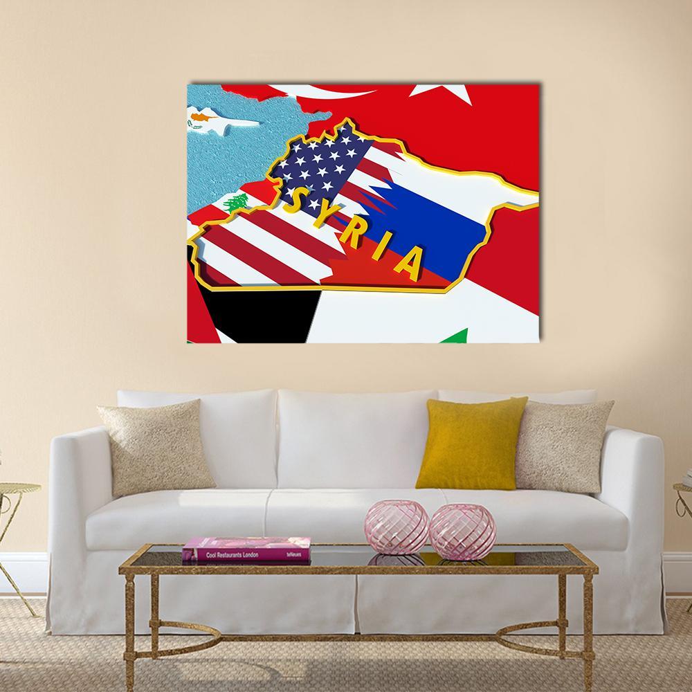 Map Of Syria Canvas Wall Art-1 Piece-Gallery Wrap-36" x 24"-Tiaracle