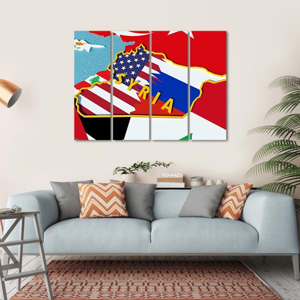 Map Of Syria Canvas Wall Art-1 Piece-Gallery Wrap-36" x 24"-Tiaracle