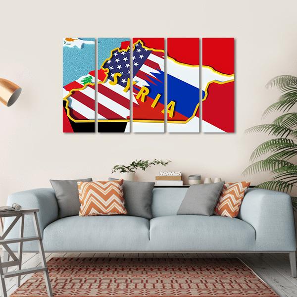 Map Of Syria Canvas Wall Art-5 Horizontal-Gallery Wrap-22" x 12"-Tiaracle