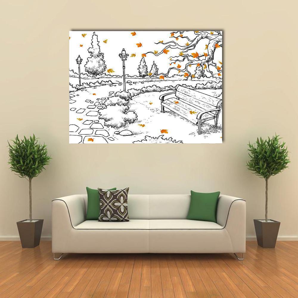 Sketch Of Autumn Canvas Wall Art-4 Pop-Gallery Wrap-50" x 32"-Tiaracle