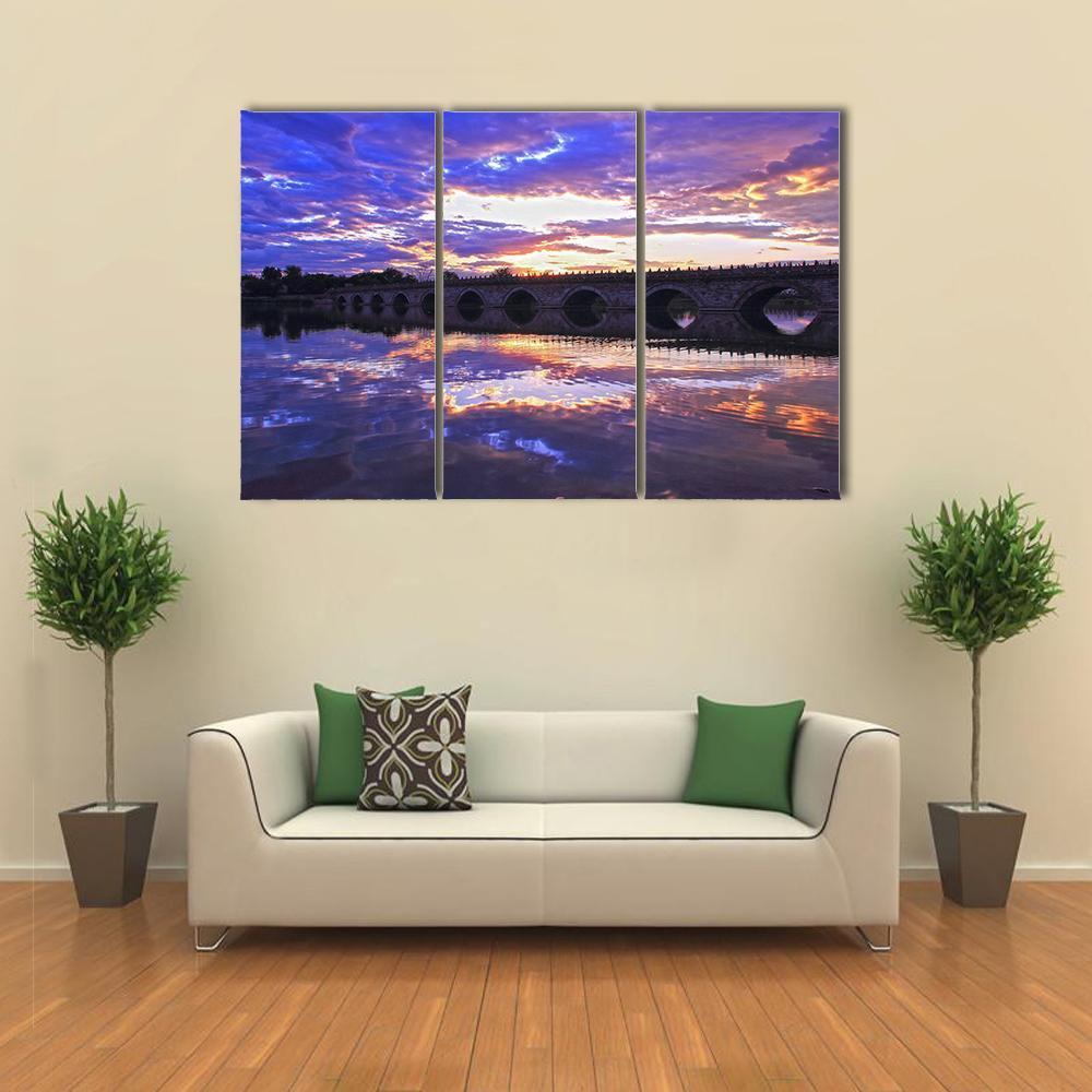 Marco Polo Bridge Beijing Canvas Wall Art-3 Horizontal-Gallery Wrap-37" x 24"-Tiaracle