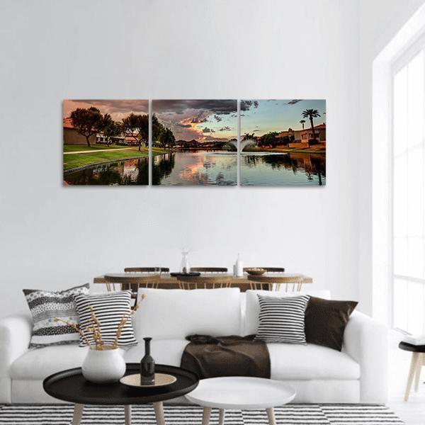 Marguerite Lake Panoramic Canvas Wall Art-3 Piece-25" x 08"-Tiaracle