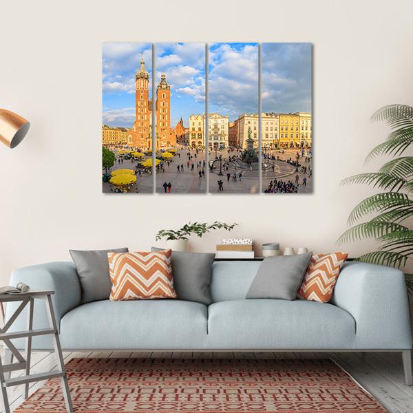 Mariacki Cathedral In Krakow Canvas Wall Art-4 Horizontal-Gallery Wrap-34" x 24"-Tiaracle