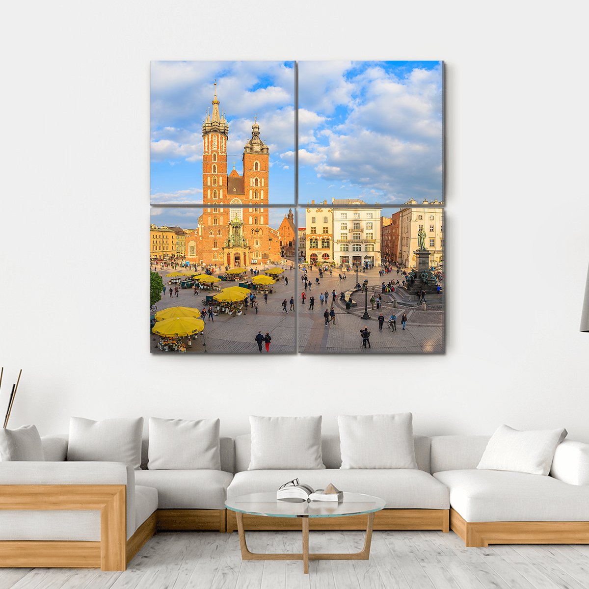 Mariacki Cathedral In Krakow Canvas Wall Art-4 Square-Gallery Wrap-17" x 17"-Tiaracle