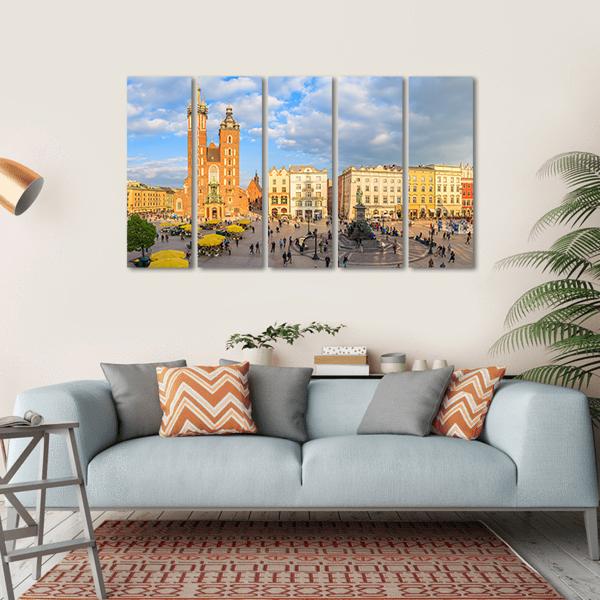Mariacki Cathedral In Krakow Canvas Wall Art-5 Horizontal-Gallery Wrap-22" x 12"-Tiaracle