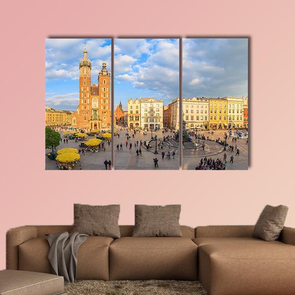 Mariacki Cathedral In Krakow Canvas Wall Art-3 Horizontal-Gallery Wrap-25" x 16"-Tiaracle