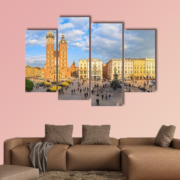 Mariacki Cathedral In Krakow Canvas Wall Art-4 Pop-Gallery Wrap-50" x 32"-Tiaracle