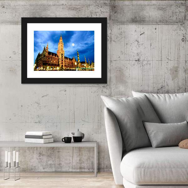 Marienplatz Plaza In Munich Canvas Wall Art-3 Horizontal-Gallery Wrap-25" x 16"-Tiaracle