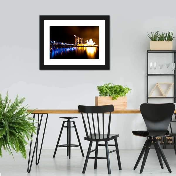 Marina Bay At Night Canvas Wall Art-3 Horizontal-Gallery Wrap-25" x 16"-Tiaracle