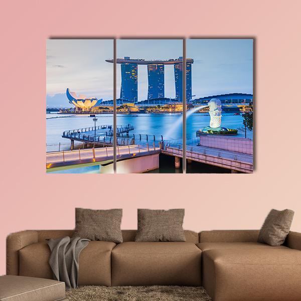 Marina Bay Skyline Canvas Wall Art-3 Horizontal-Gallery Wrap-25" x 16"-Tiaracle