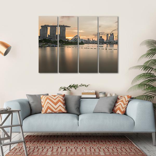 Marina Bay Sands And Singapore Flyer View Canvas Wall Art-4 Horizontal-Gallery Wrap-34" x 24"-Tiaracle