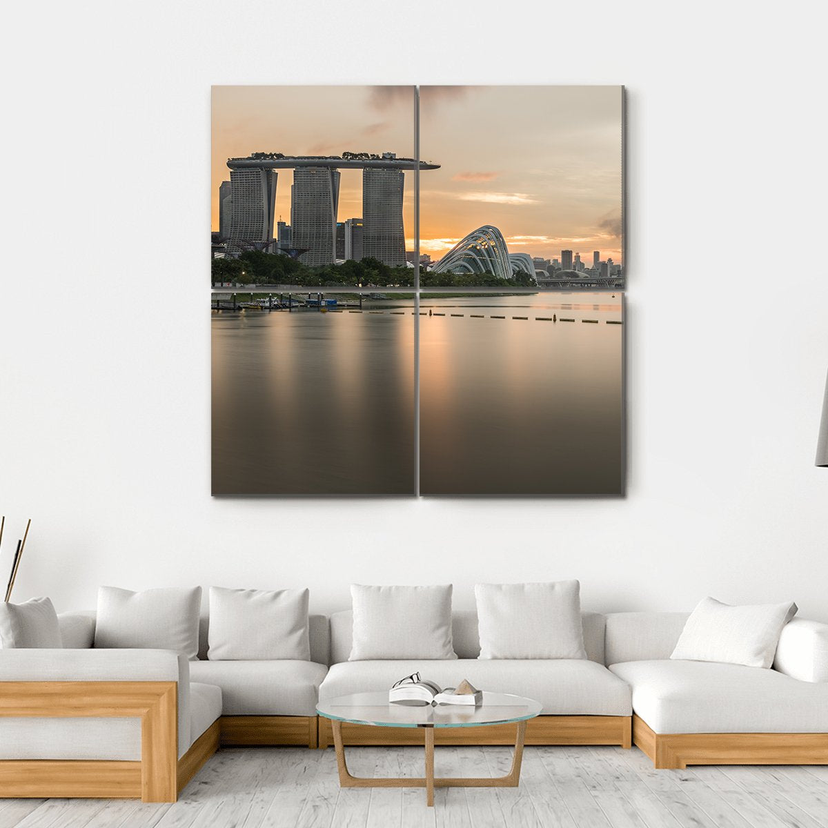 Marina Bay Sands And Singapore Flyer View Canvas Wall Art-4 Square-Gallery Wrap-17" x 17"-Tiaracle