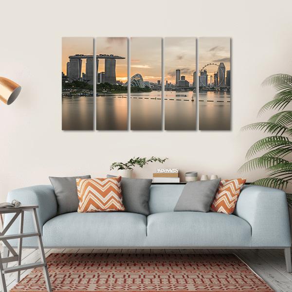 Marina Bay Sands And Singapore Flyer View Canvas Wall Art-5 Horizontal-Gallery Wrap-22" x 12"-Tiaracle