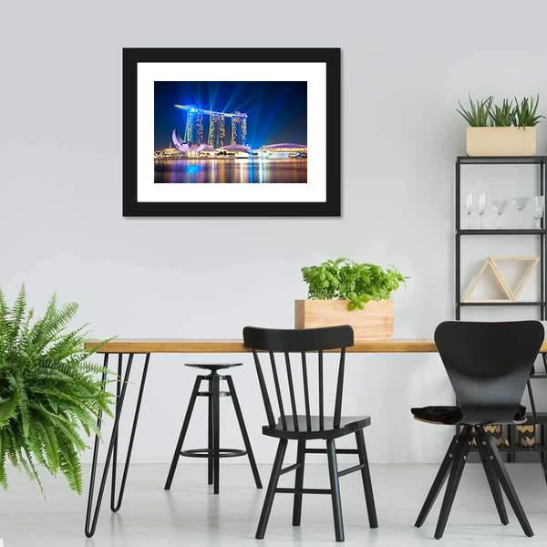 Marina Bay Sands At Night Canvas Wall Art-3 Horizontal-Gallery Wrap-25" x 16"-Tiaracle