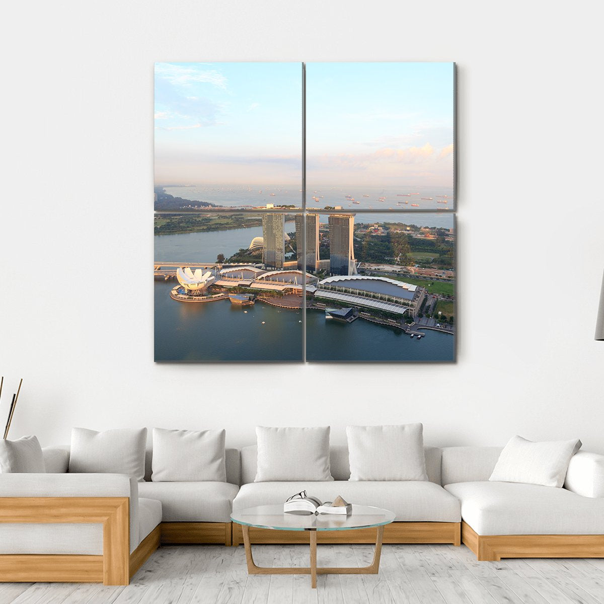 Marina Bay Sands Hotel Canvas Wall Art-4 Square-Gallery Wrap-17" x 17"-Tiaracle